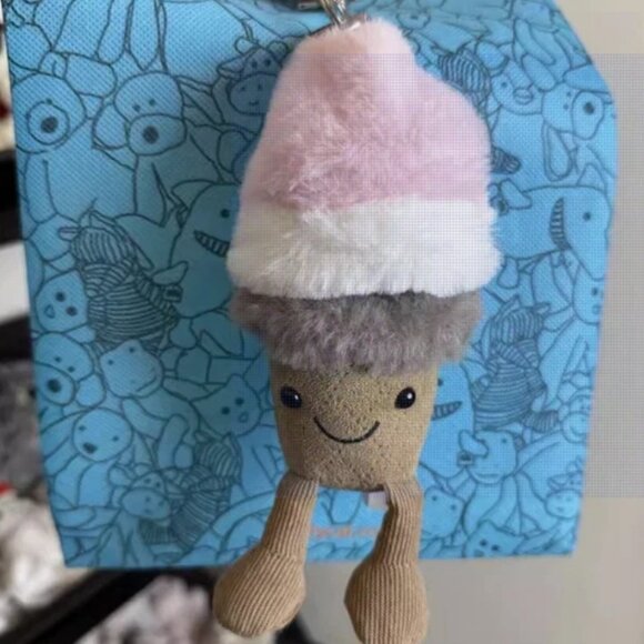 Jellycat Amuseable Ice Cream Bag Charm Keychain Soft Plush Food Toy NWT - Picture 2 of 3